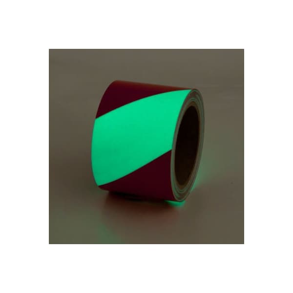 Top Tape And Label Safety Glow Photoluminescent Tape, Red Stripes, 2"W x 30'L Roll, GT230RD GT230RD - main
